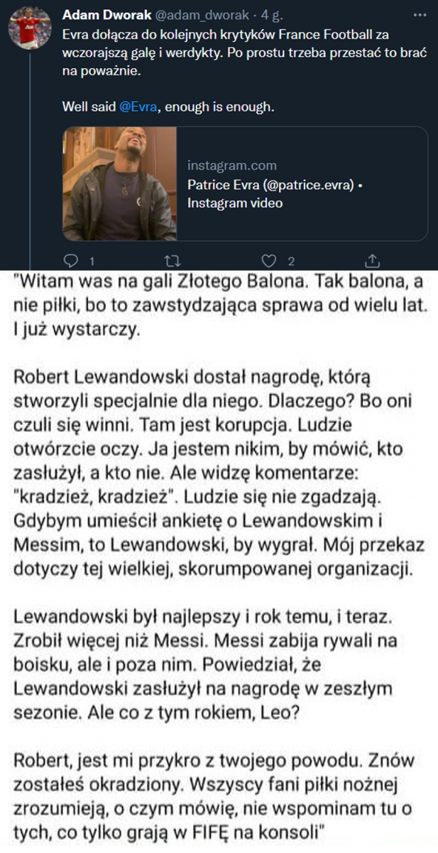 Patrice Evra ODPALIŁ SIĘ ws. Złotej Piłki!